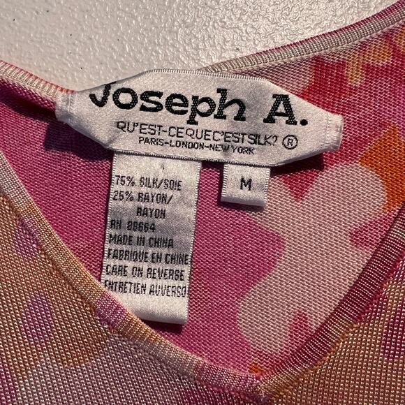Vintage Joseph A Top Groovy Floral Tank Pink Silk Rave Festival Artsy Maximalist - Picture 6 of 6